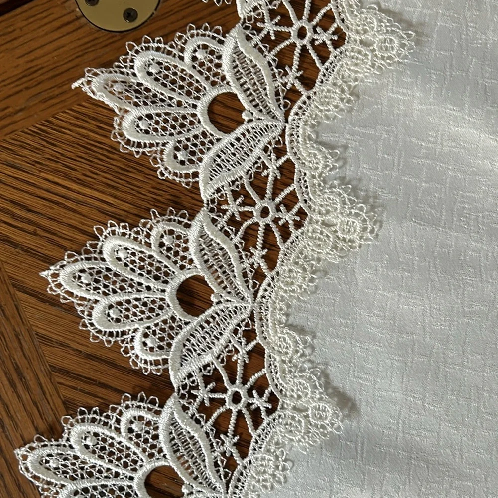 Vintage Ivory Lace and Fabric Table Runner or Dresser Scarf